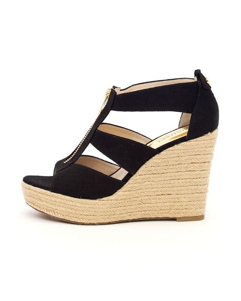 michael michael kors damita wedge black canvas